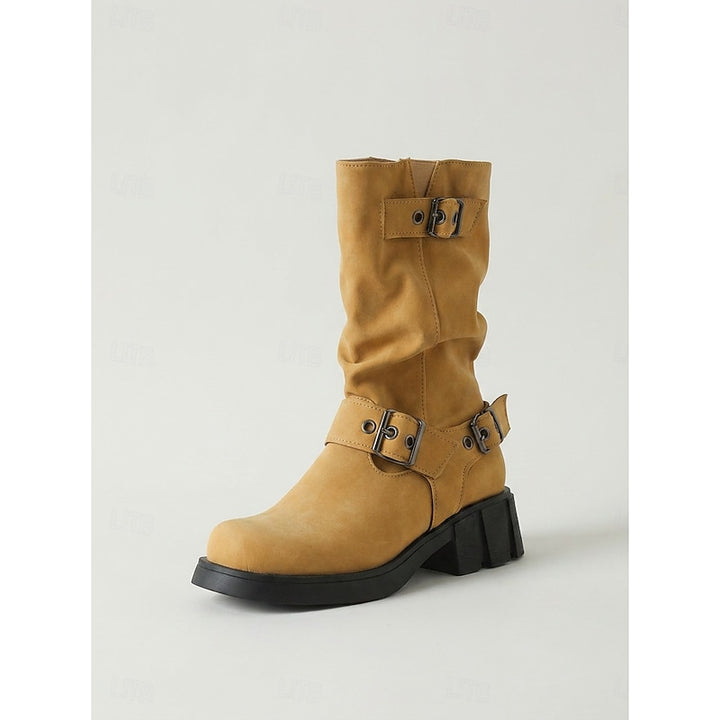 Sylvia | Buckle-Detail Mid-Calf Biker Boots