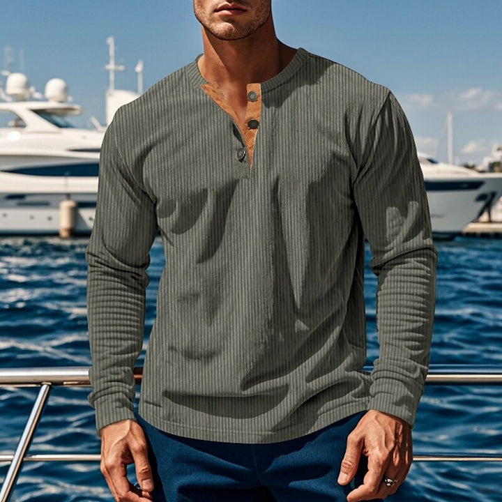 Elias | Ribbed Long Sleeve Henley Shirt