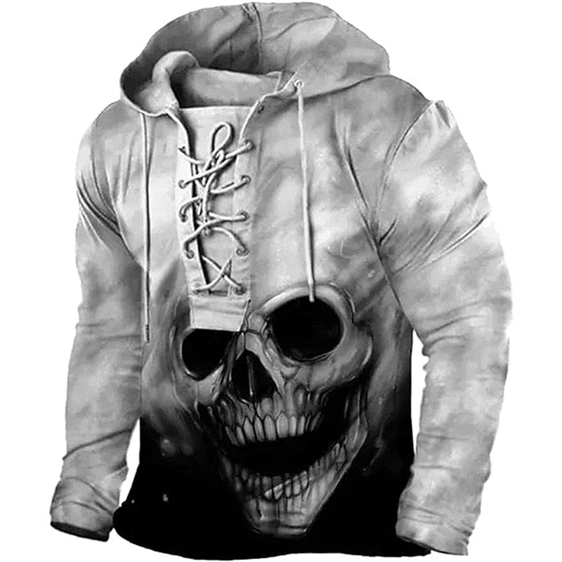 Cole | Halloween Lace-Up Skull Hoodie