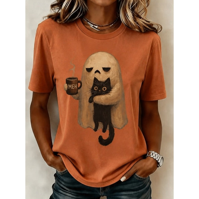 Phoebe | Ghost Cat Halloween Tee