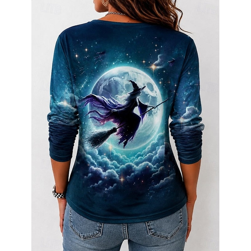 Autumn | Halloween Witch Graphic Long Sleeve Top