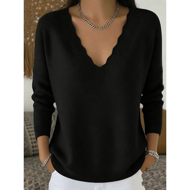 Hannah | Scalloped V-Neck Halloween Pullover