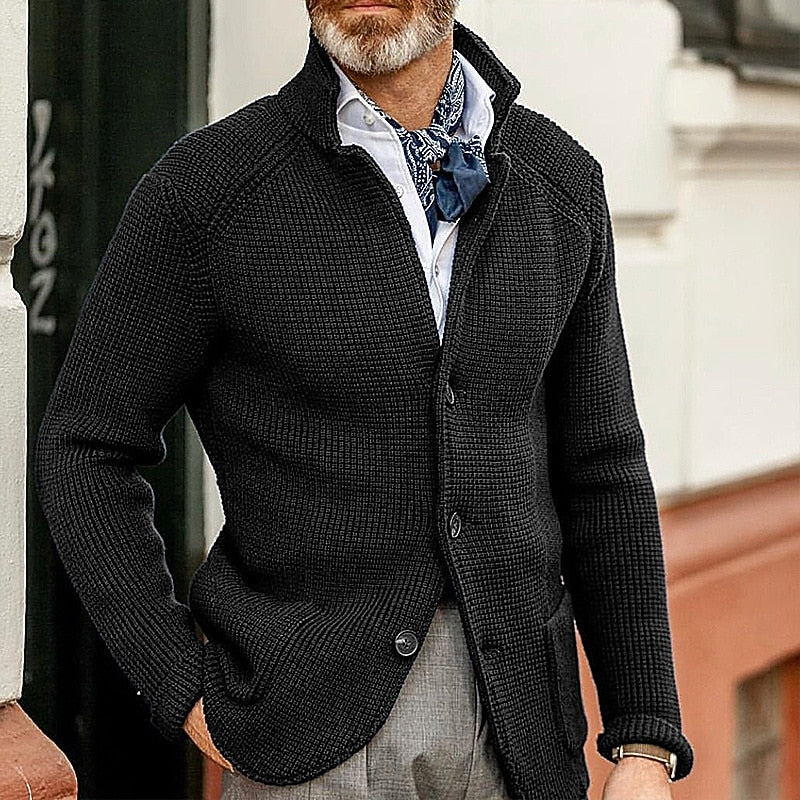 Theron | Textured Stand-Collar Cardigan