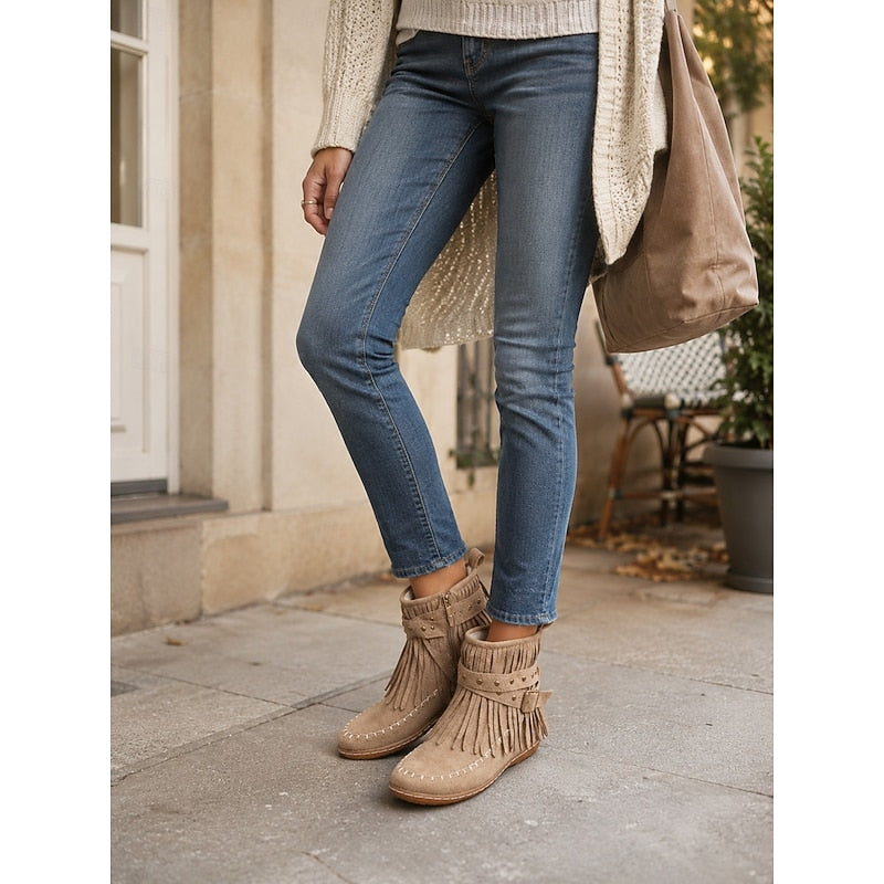 Susannah | Fringe Moccasin Ankle Boots