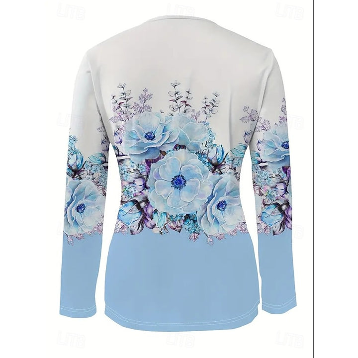 Rachel | Floral Quarter-Zip Long Sleeve Top