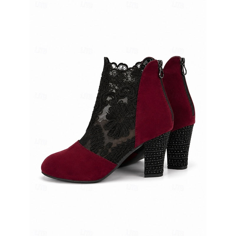 Belinda | Lace-Accent Heeled Ankle Boots