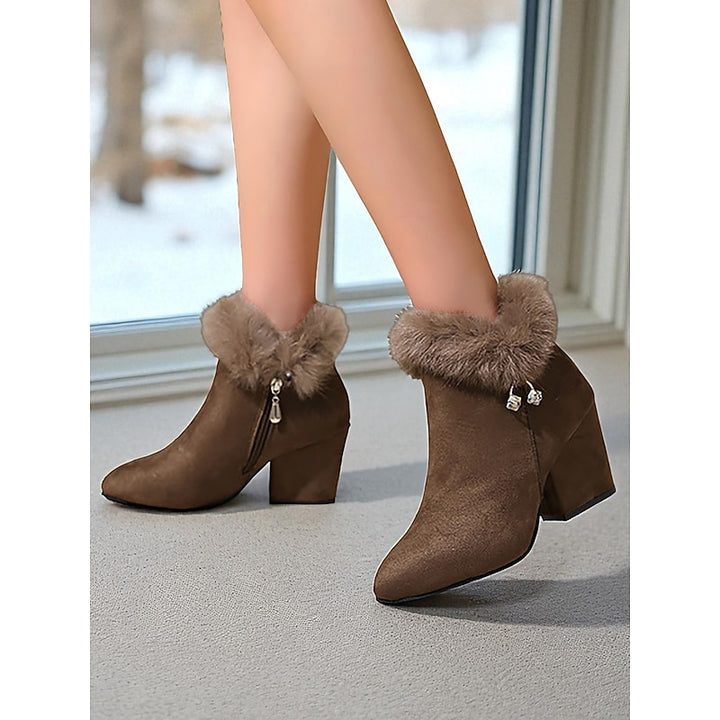 Claire | Fur-Trimmed Block Heel Ankle Boots