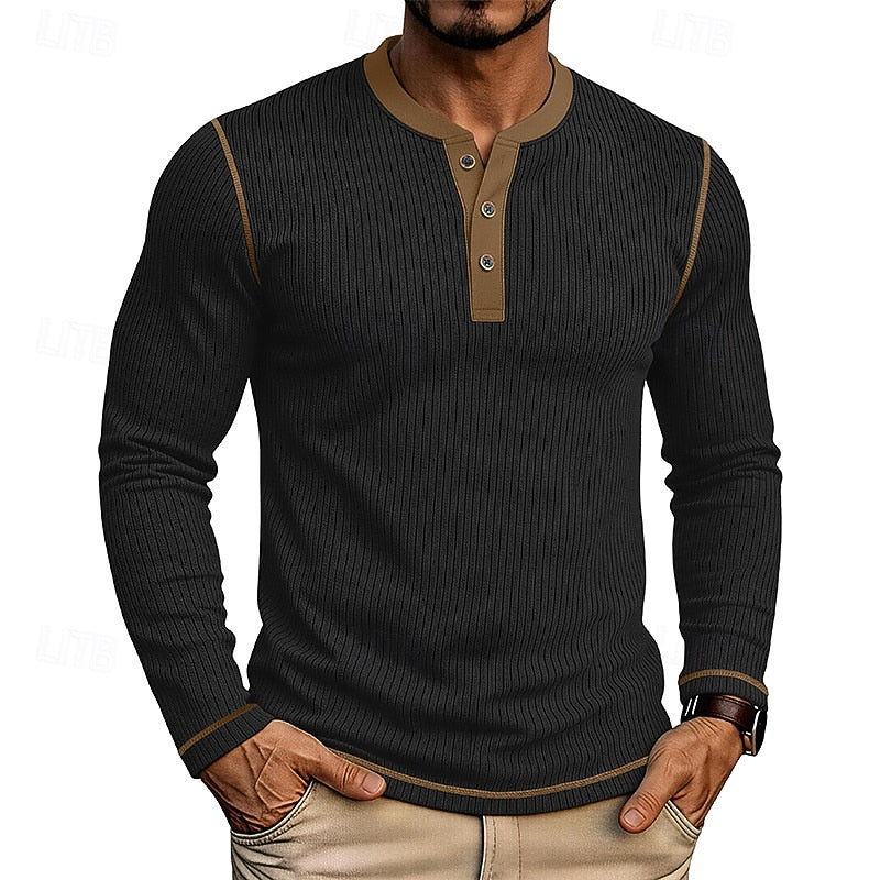 Jared | Ribbed Henley Shirt