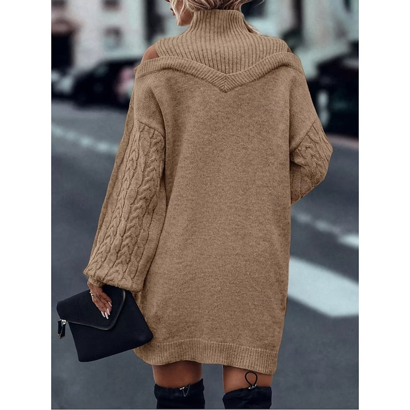 Winifred | Cold-Shoulder Turtleneck Sweater Dress