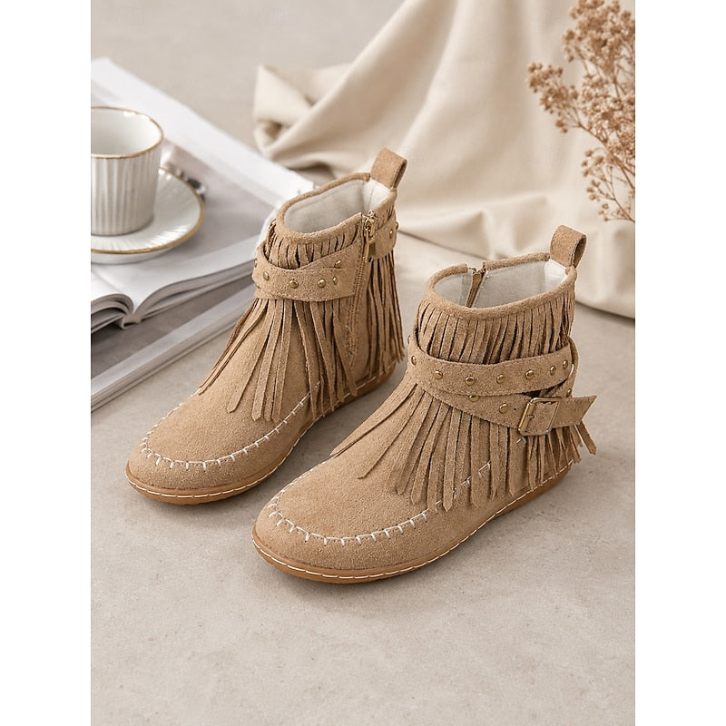 Susannah | Fringe Moccasin Ankle Boots