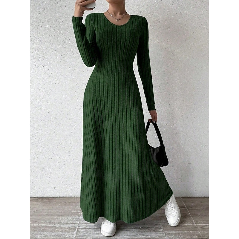 Willa | Ribbed Long-Sleeve Maxi Dress