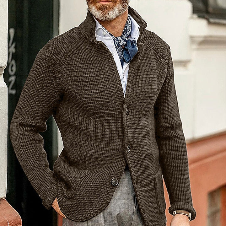 Theron | Textured Stand-Collar Cardigan