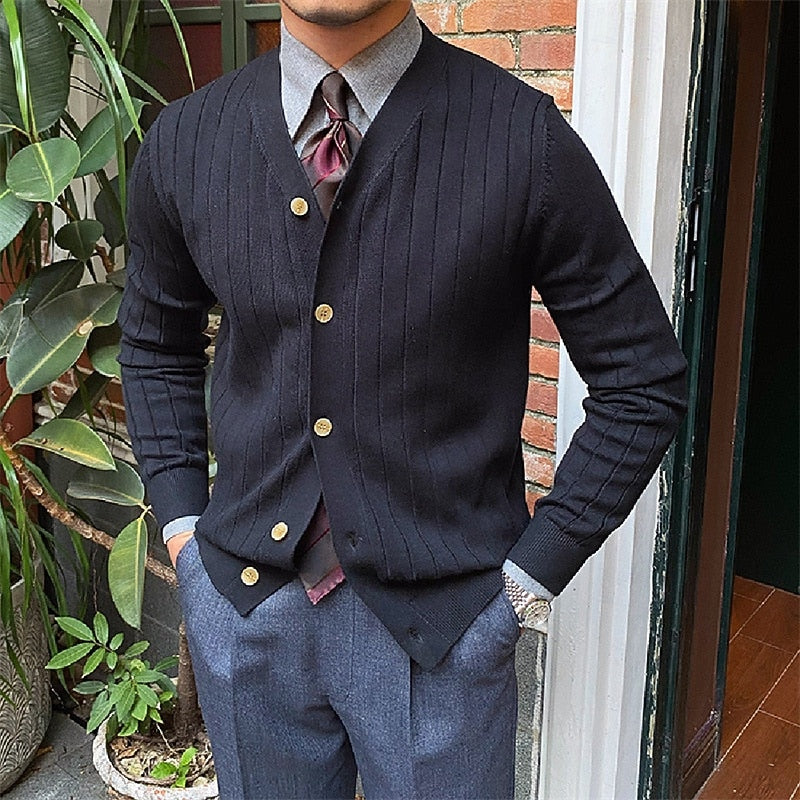 Vincent | Ribbed V-Neck Button Cardigan