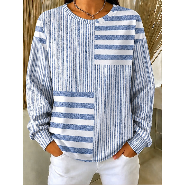 Adelaide | Striped Colorblock Crew Neck Sweatshirt