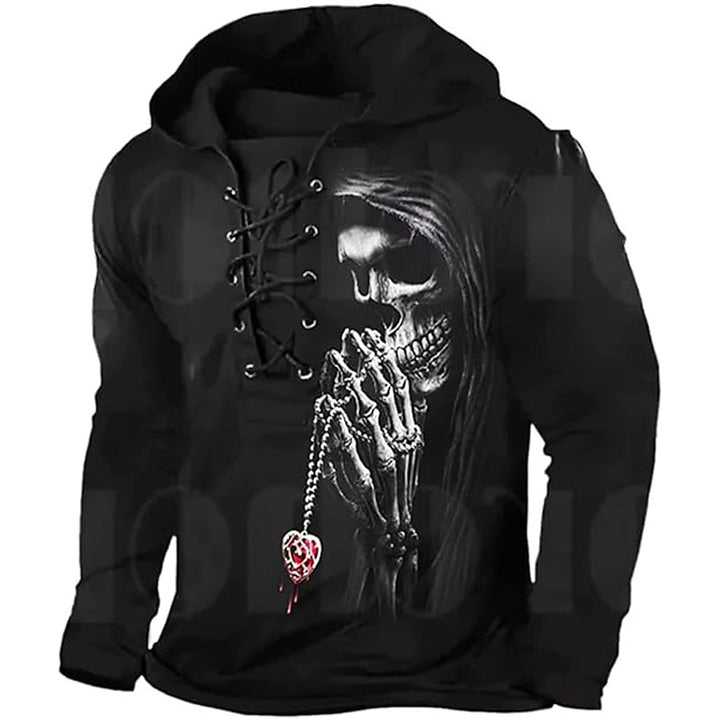 Cole | Halloween Lace-Up Skull Hoodie