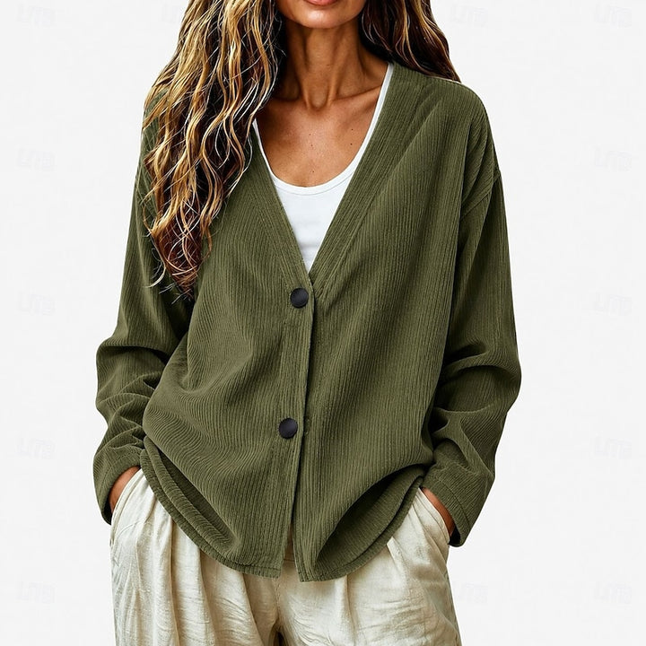Selene | Relaxed V-Neck Button Cardigan