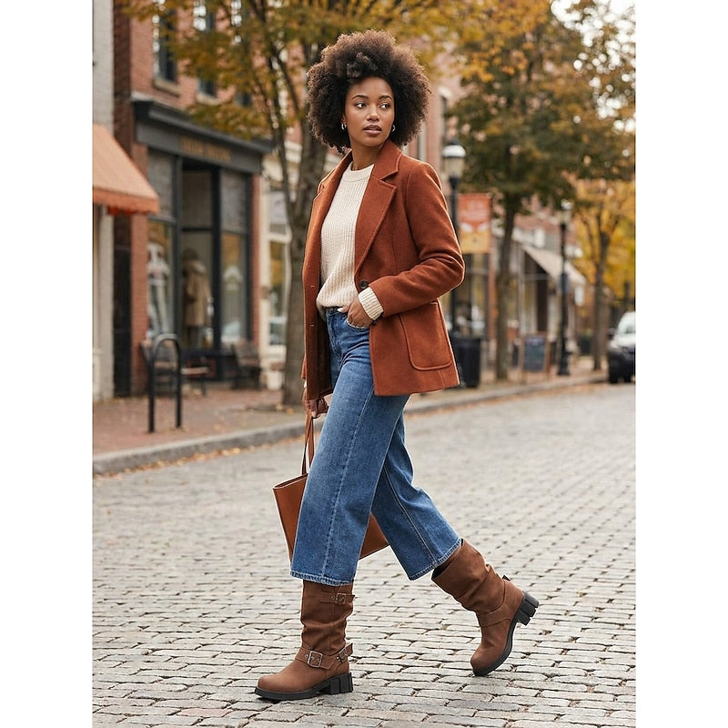 Sylvia | Buckle-Detail Mid-Calf Biker Boots