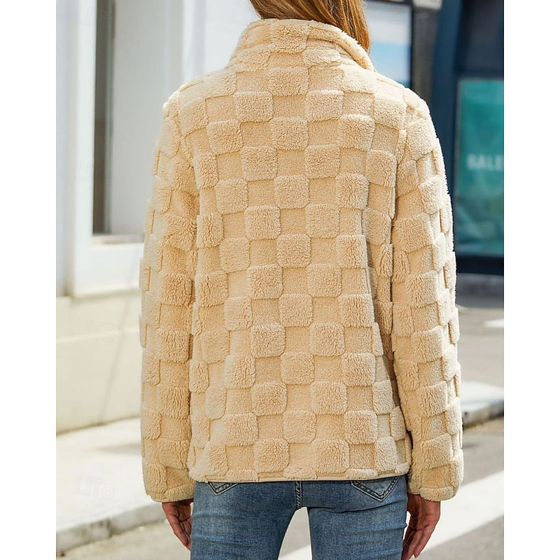 Annika | Textured Stand-Collar Zip Coat