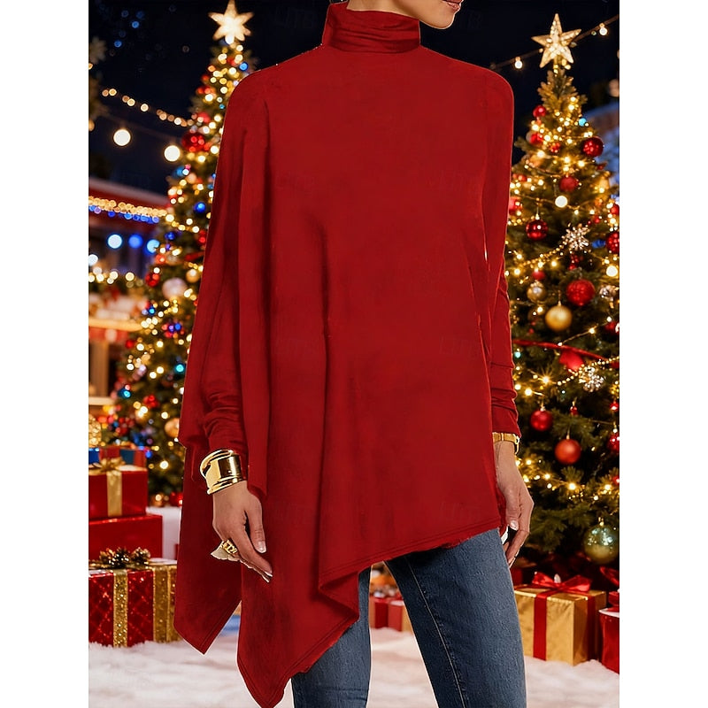 Evelyn | Draped Asymmetrical Turtleneck Top