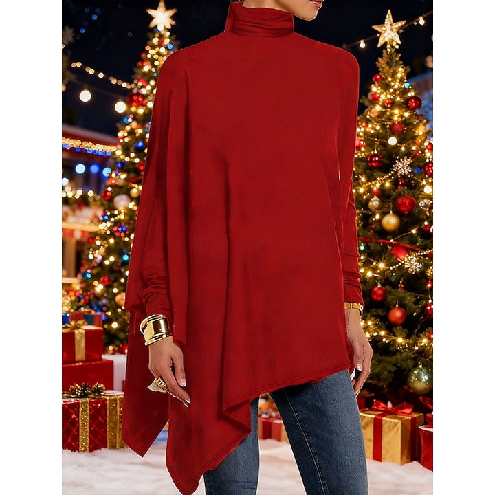 Evelyn | Draped Asymmetrical Turtleneck Top