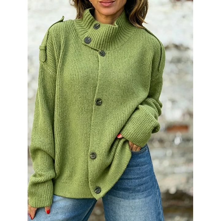 Diane | Buttoned Stand-Collar Cardigan
