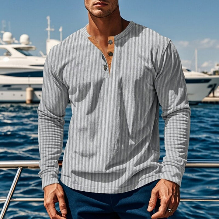 Elias | Ribbed Long Sleeve Henley Shirt