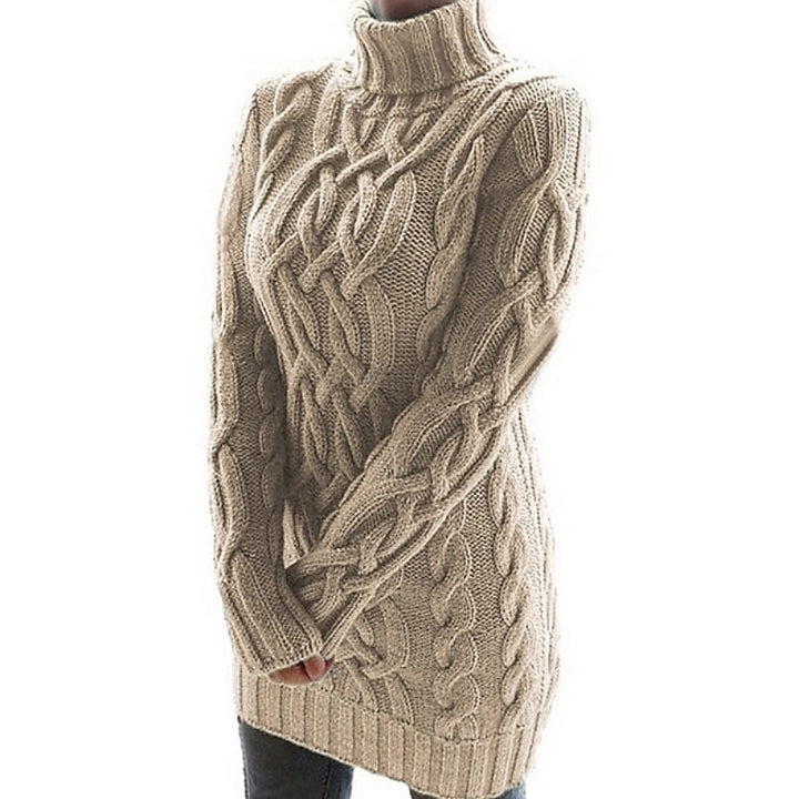 Thea | Cable-Textured Turtleneck Sweater Dress