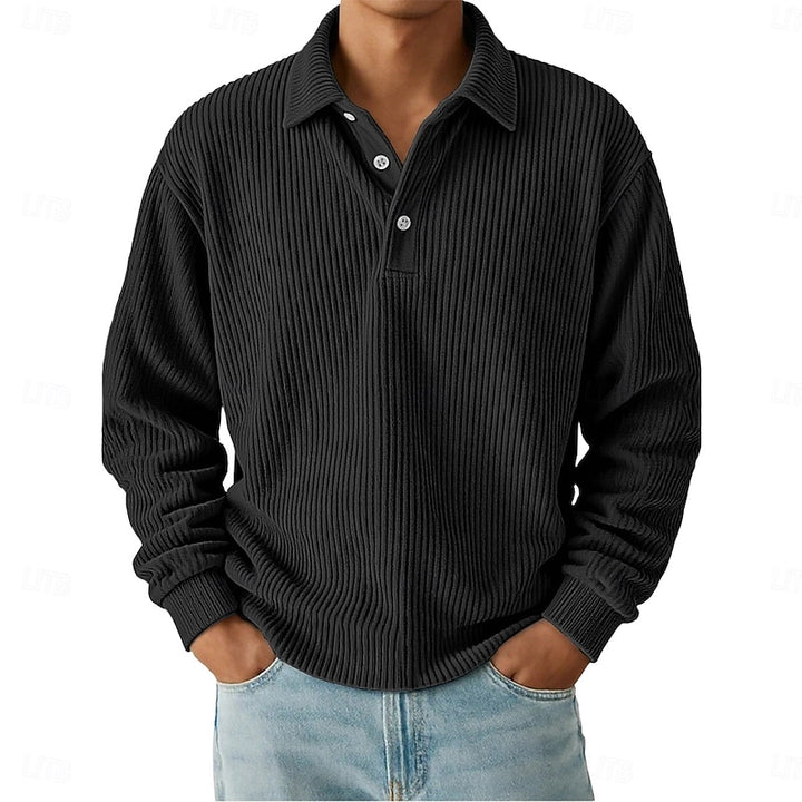 Wallace | Textured Long-Sleeve Polo Shirt