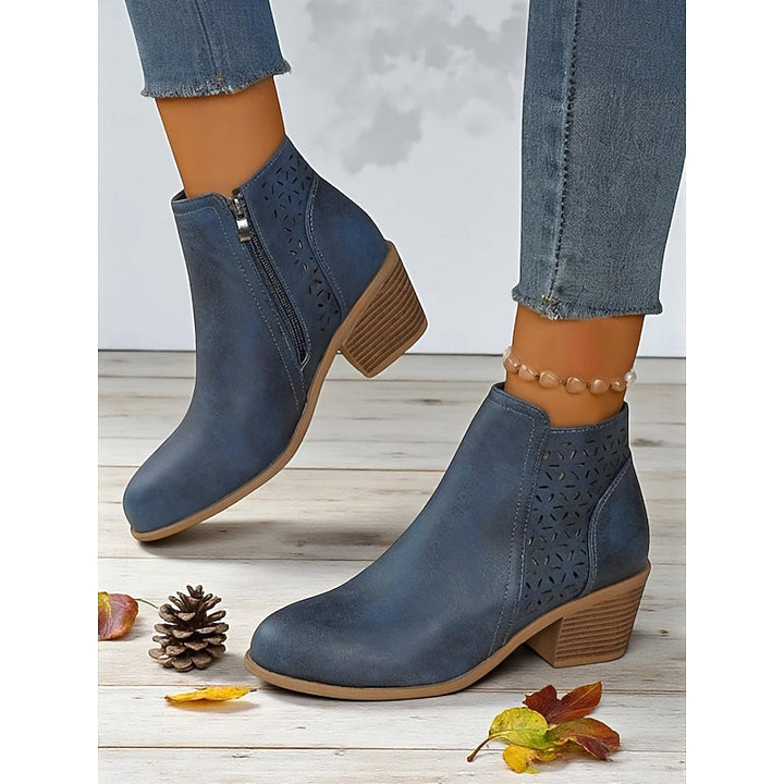 Hollis | Cutout Low-Heel Ankle Boots