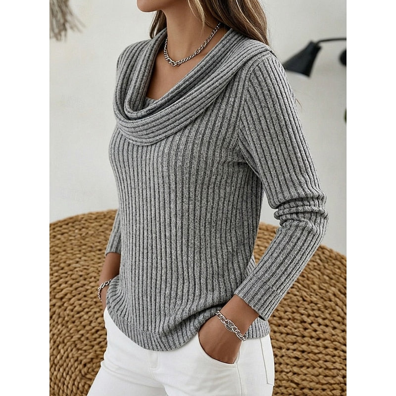 Isadora | Cowl-Neck Ribbed Top