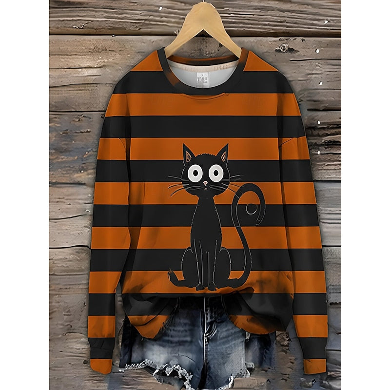 Della | Playful Halloween Striped Sweatshirt