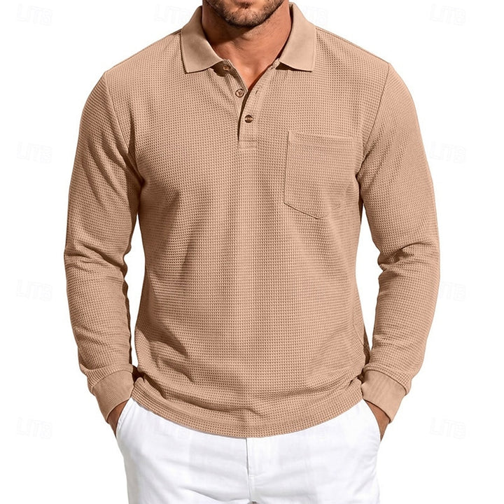 Quentin | Textured Long-Sleeve Polo Shirt