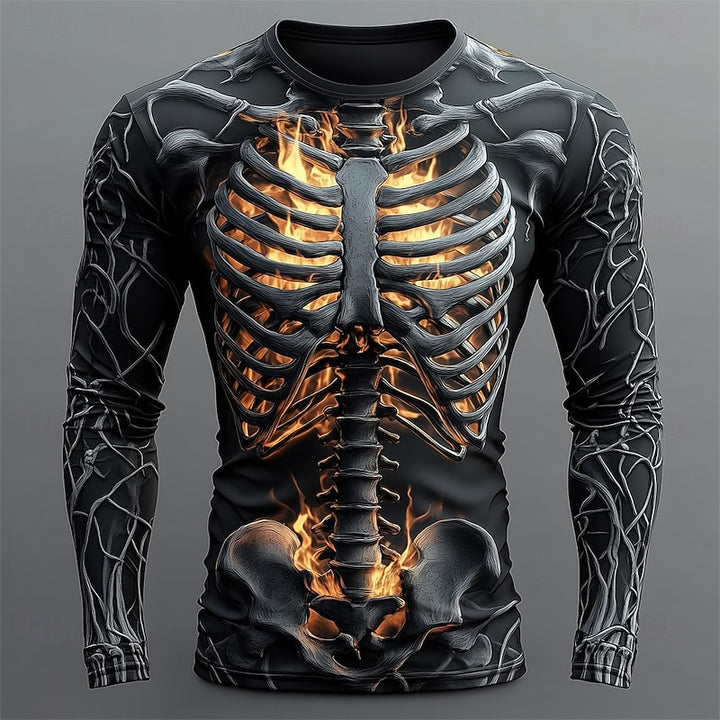 Jasper | Flame Skeleton Halloween Long-Sleeve Shirt