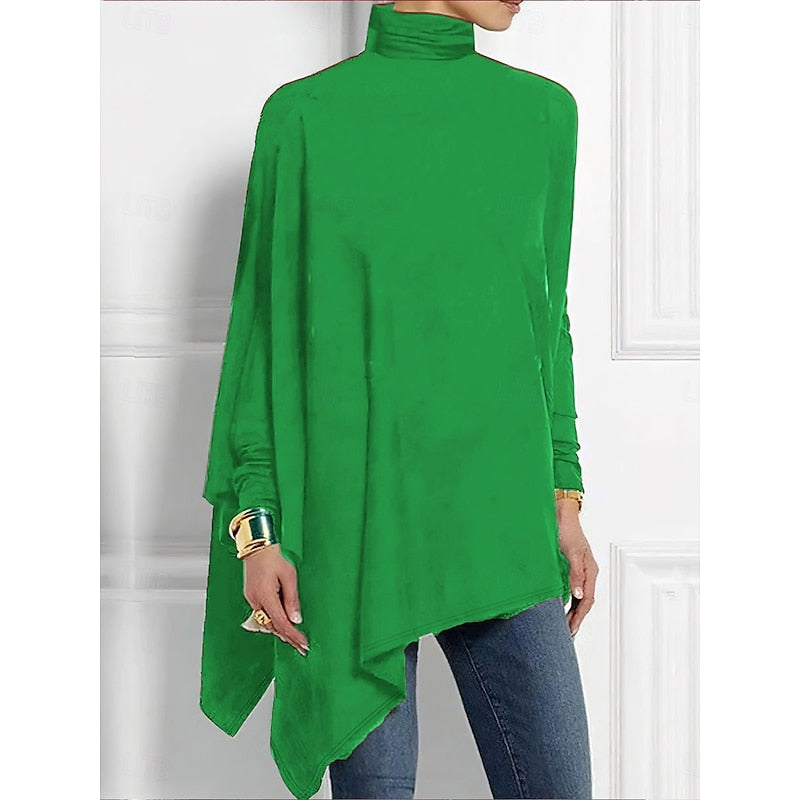 Evelyn | Draped Asymmetrical Turtleneck Top