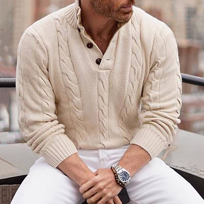 Chandler | Cable-Knit Henley Sweater