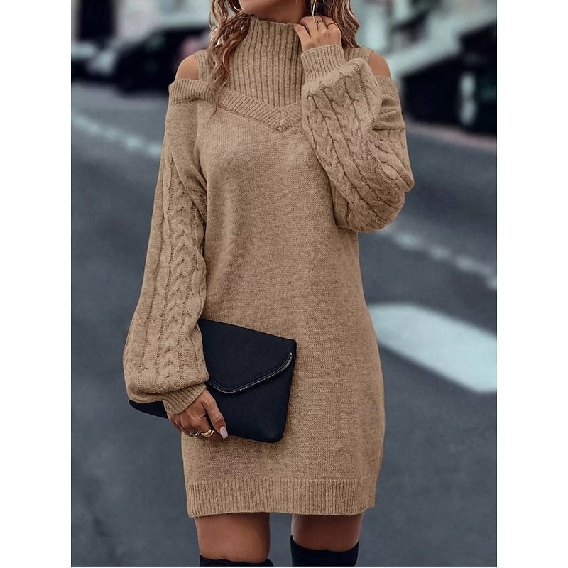 Winifred | Cold-Shoulder Turtleneck Sweater Dress