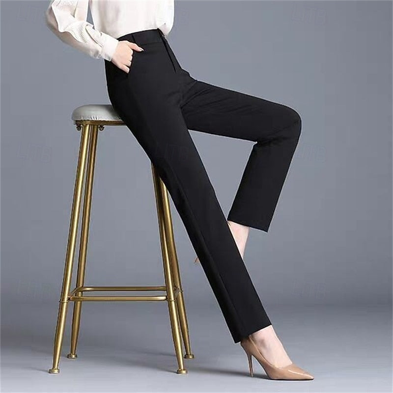 Women's Tailored Straight-Leg Trousers Side View