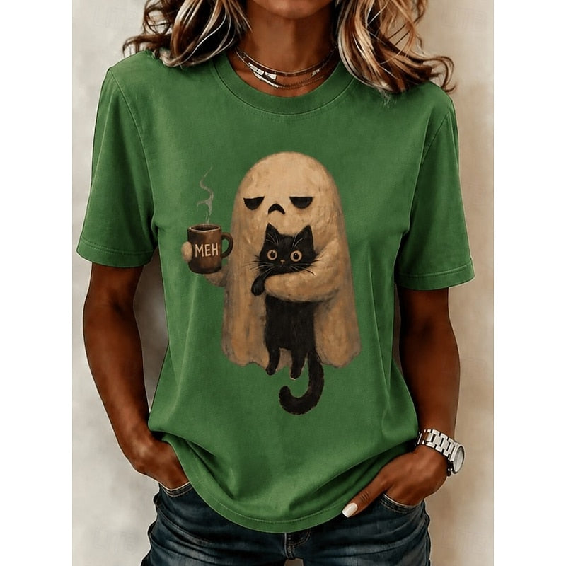 Phoebe | Ghost Cat Halloween Tee
