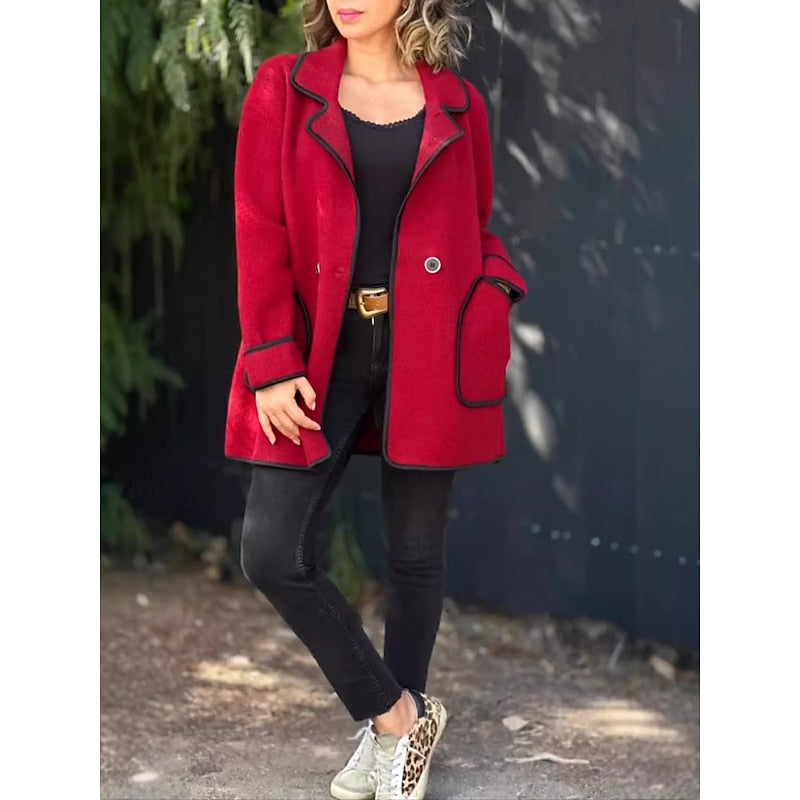 Delaine | Contrast-Trim Loose Coat
