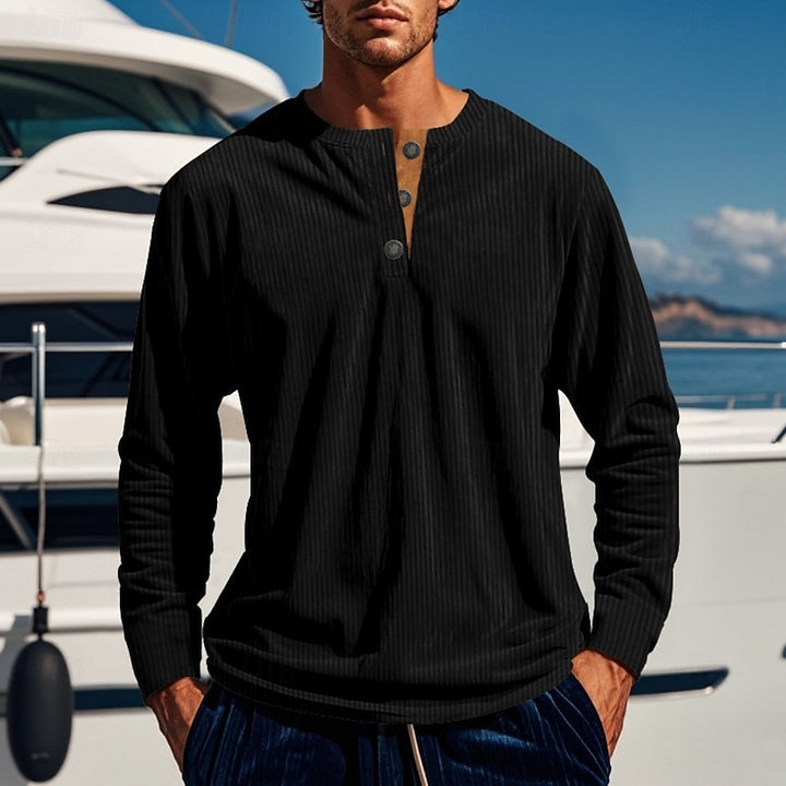 Elias | Ribbed Long Sleeve Henley Shirt