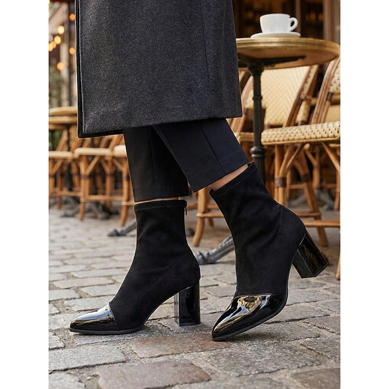 Beatrix | Cap-Toe Chunky Heel Ankle Boots