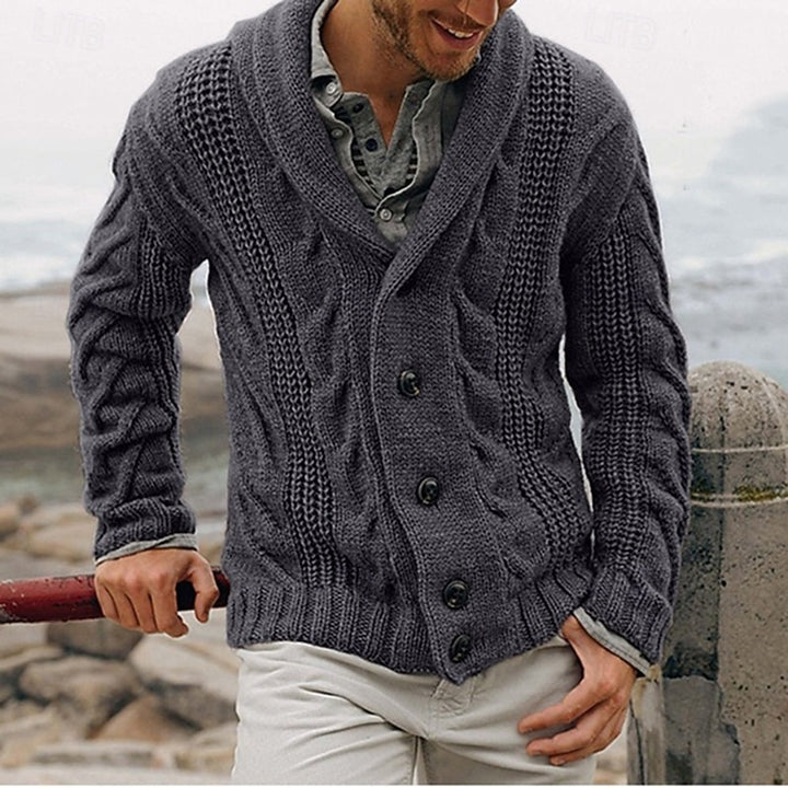 Alaric | Cable-Knit Shawl Collar Cardigan