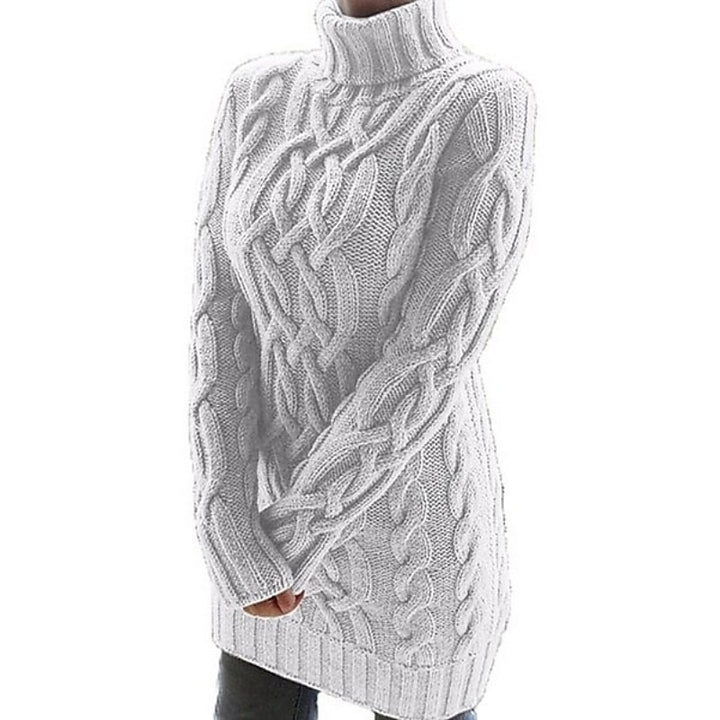 Thea | Cable-Textured Turtleneck Sweater Dress