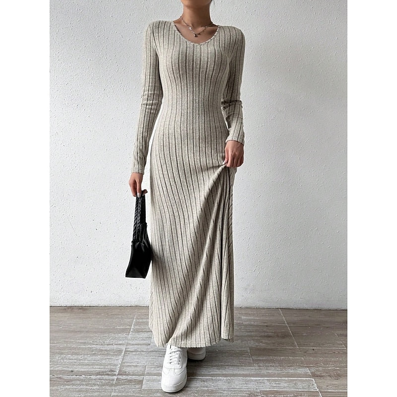 Willa | Ribbed Long-Sleeve Maxi Dress