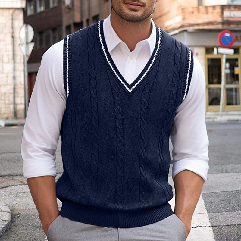 Oscar | Cable-Knit V-Neck Sweater Vest