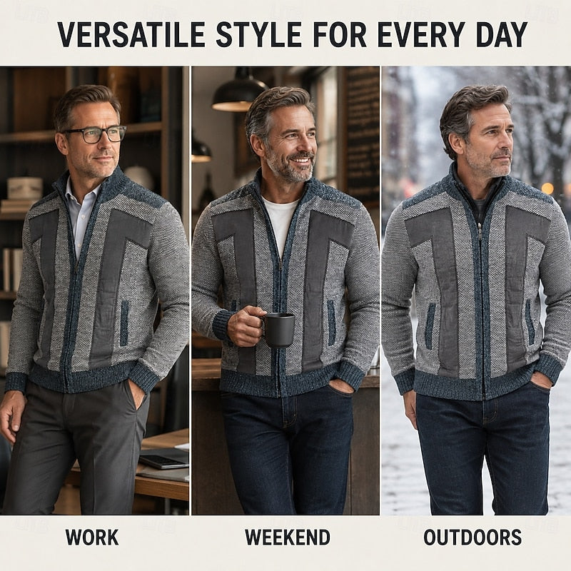 Declan | Textured Zip-Up Cardigan