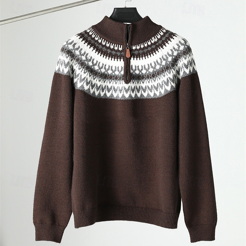Barnaby | Patterned Quarter-Zip Sweater
