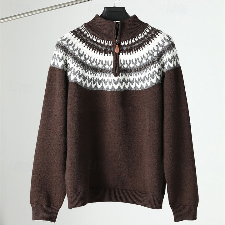 Barnaby | Patterned Quarter-Zip Sweater