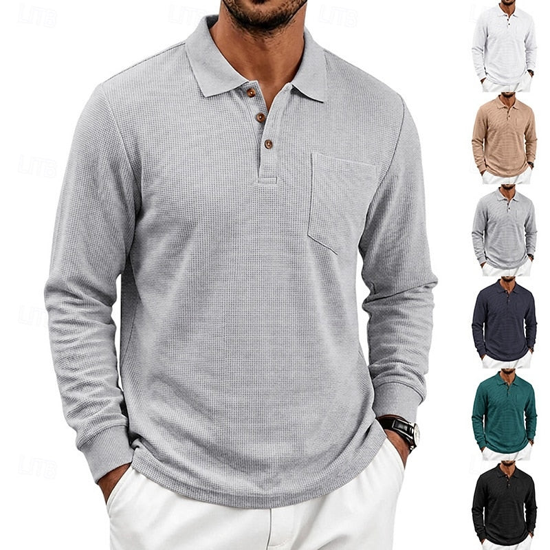 Quentin Textured Long-Sleeve Polo Shirt